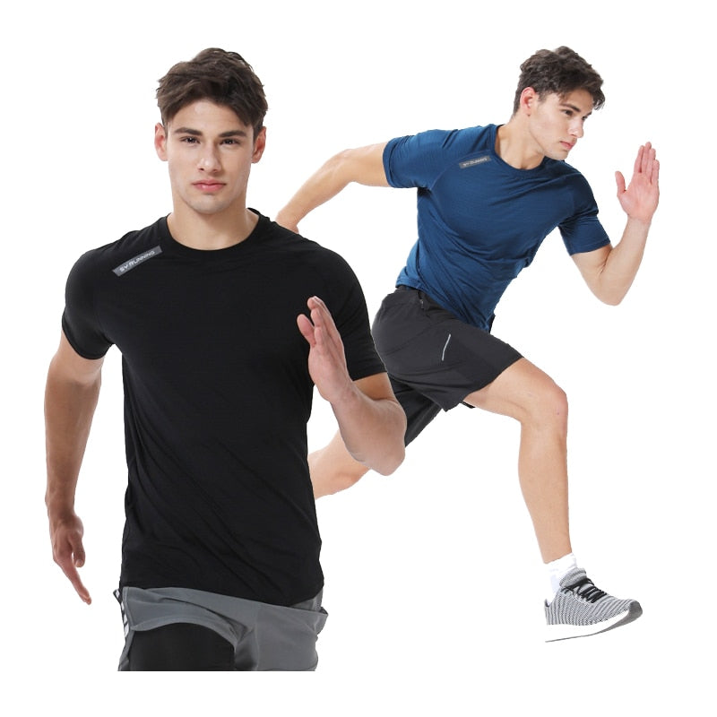 Men Sport Running T Shirt Quick Dry Breathable Short Sleeve Gym T-shirt Sport Jogging Training Sportswear Fitness Tee