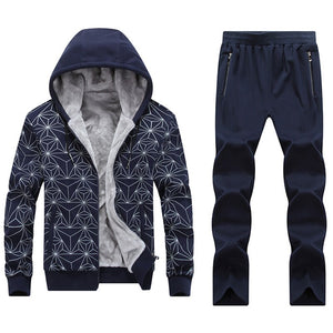 Big Size 7XL 8XL Men Hoodies Suits Geometric Patterns Man Sportsuit Sportswear Winter Workout Warm Gym Set Run Jogging Suit Male